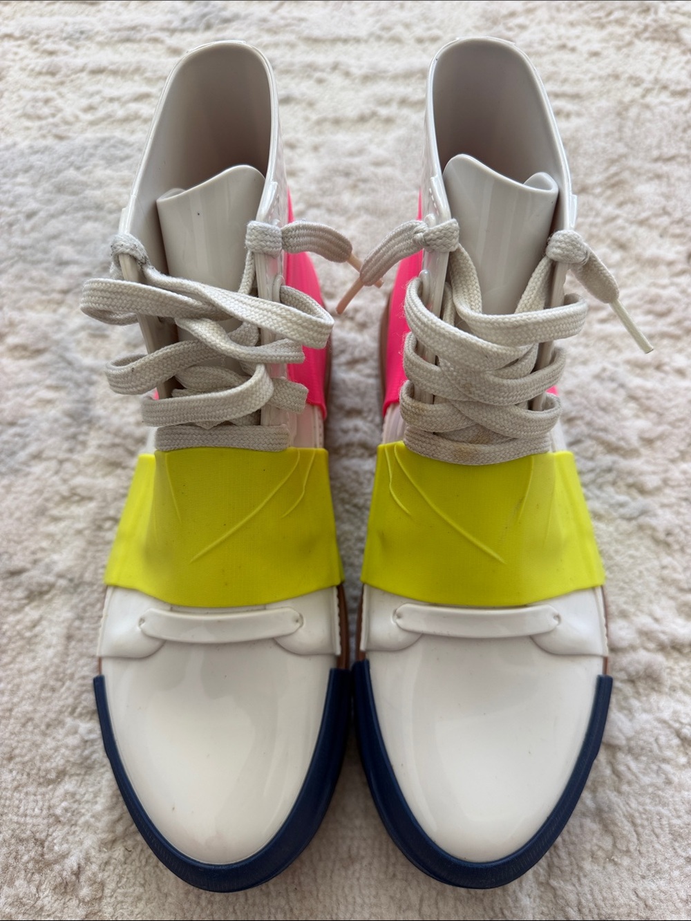 Melissa White Neon Yellow & Pink Women’s Sneakers